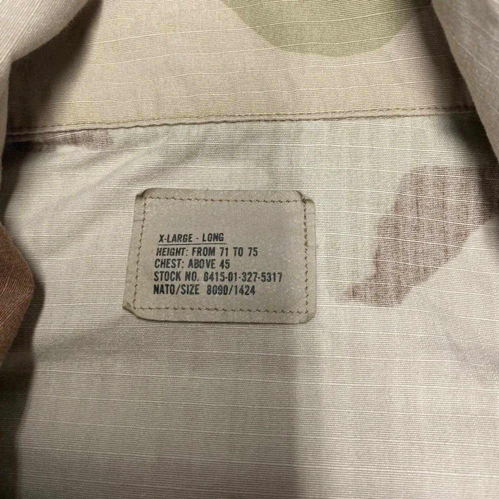 US Air Force Desert Camo BDU Jacket XL Long 3 Color Coffee Stain Ripstop Coat
